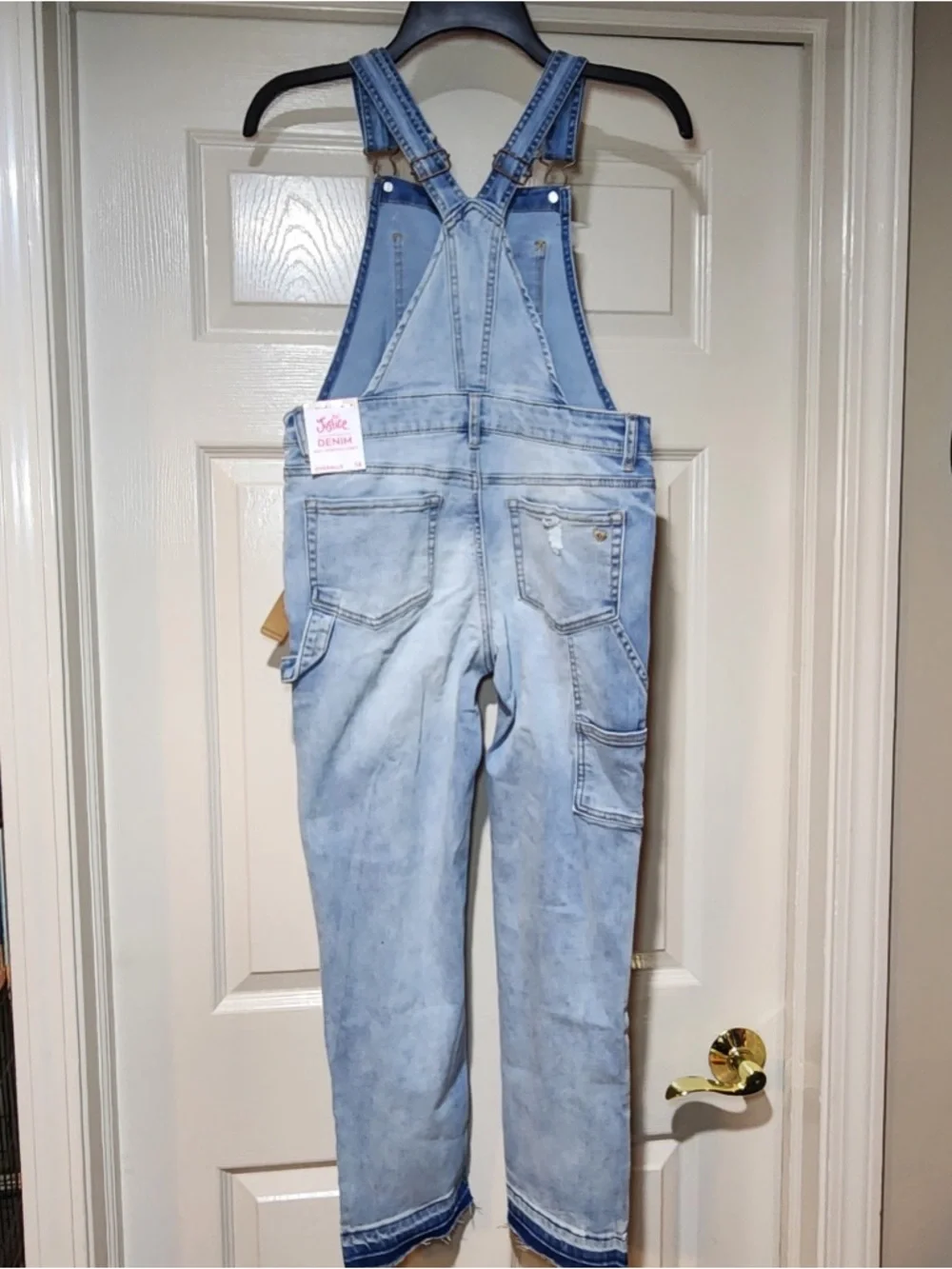 NWT Justice Girls Light Blue Denim Overalls with Some Distressing Casual Classic